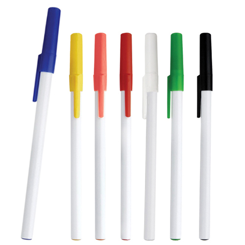 BOLIGRAFO PLASTICO CON TAPA DE COLOR - Artículo Promocional Personalizado