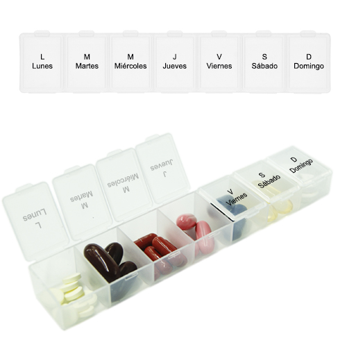 PASTILLERO PLASTICO 7 COMPARTIMENTOS - Artículo Promocional Personalizado