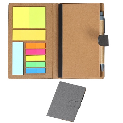 LIBRETA 70 HOJAS NOTAS BANDERINES Y BOLIGRAFO - Artículo Promocional Personalizado