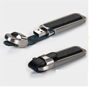 USB 4 GB METALICA CON PIEL - Artículo Promocional Personalizado