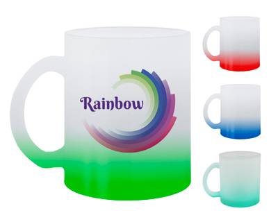 Taza de vidrio Satinada sublimación Rainbow Taza de vidrio Satinada sublimación Rainbow - Artículo Promocional Personalizado