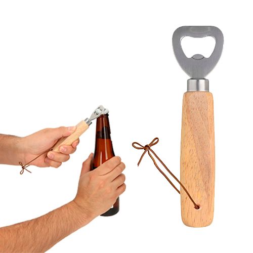 Destapador mango de madera Bottle