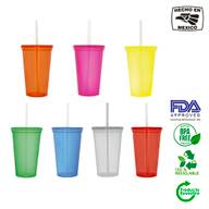 Vaso plástico tapa y popote