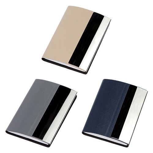 Porta tarjetas metal y curpiel