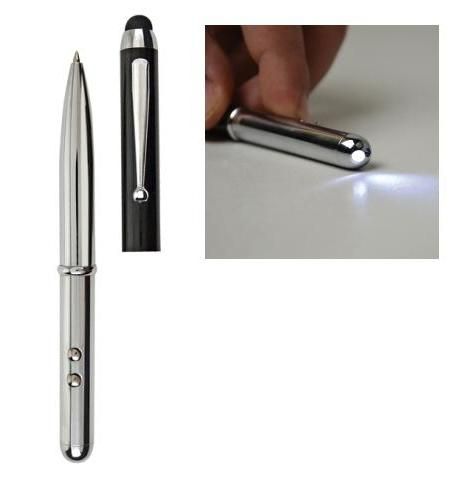 Bolígrafo con indicador láser, luz y touch pad